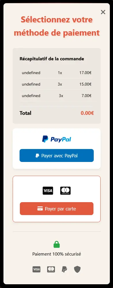 Page de paiement