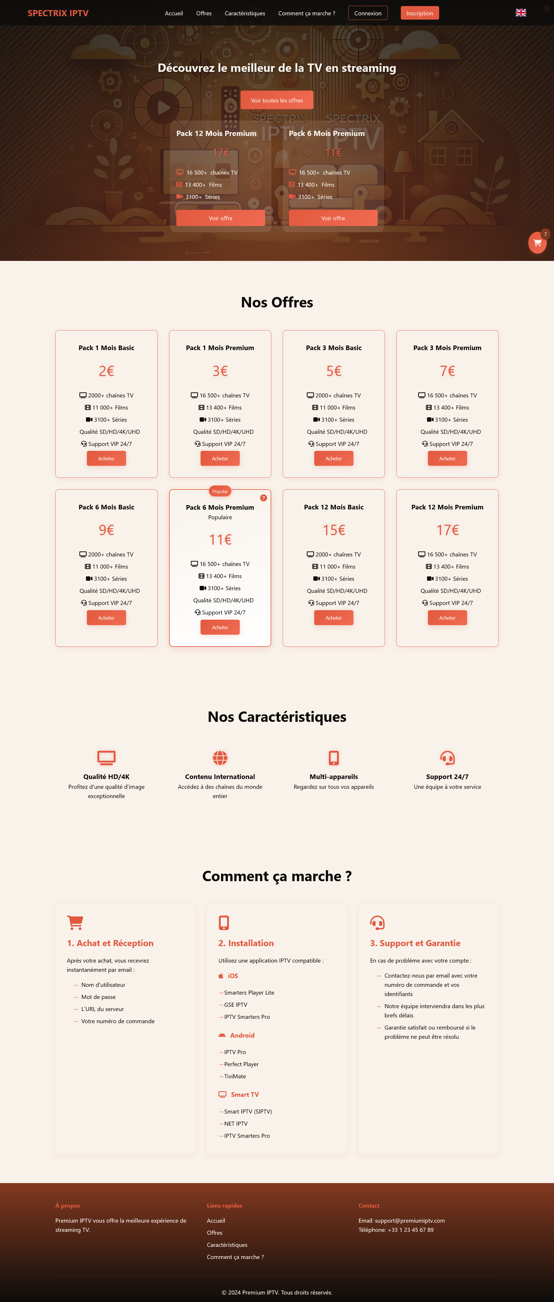 Vue complète du site e-commerce